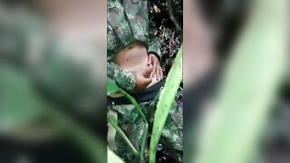 Soldier Bashes Off Outdoors - Amateur Mexican Military Hj