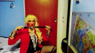 Crossdresser throating trunk and stroking for your sensation