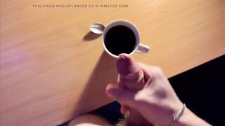 Milking off a yam-sized pink cigar in white socks and jizz in my coffee