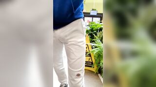 Good-sized public full salute. Freeballing in thin Dickies