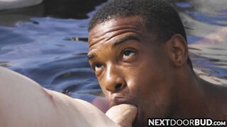 Muscular black jock Adrian Hart barebacked by Jack Hunter