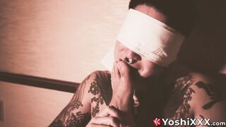 My fist can barely go through Yoshi Kawasakis asshole while he tugs his cock