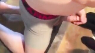 Big-cock amateur gets a blowjob from his buddy and cums hard