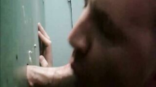 Public Restroom Gloryhole: Amateur Big Cock BJ