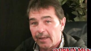 Inked mature stud teases with butthole in wanking solo