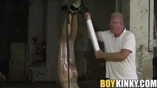 Roped up Ariel Black wrapped and whipped in SM session