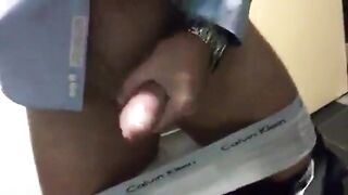 Big-Cock Daddy Strokes at Work1