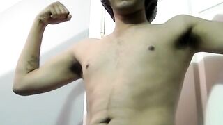 Fatty boy sucks big hairy dick and makes his buddy cum