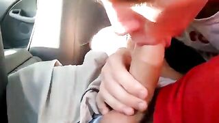 Sucking my buddy's big cock in the car125