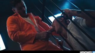 large Suspended DL Man Facefucks Mischievous Femboy in Jail - Pony Wood Facial cumshot