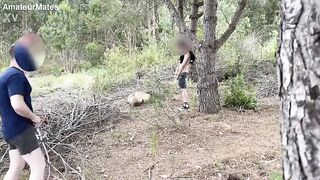 Amateur crazy lad cruising for orgy in the forest founds a lovely massive wood to deep-throat and they both jizz