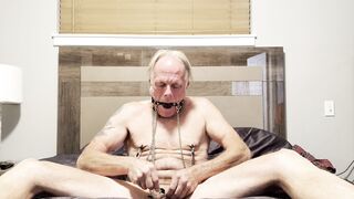 Sissy Perry wears his Ball gag and Nipple Clamps for Master23fg