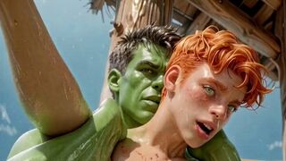 Hulk dominates Peter’s ass on deck with raw standing anal ◌ 3D Gay Animation