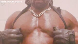 Biig Chested Black Muscle Father Jug and Hard-on Have fun
