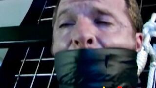 Bondage for hunk with tied up blue balls but he enjoys it