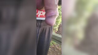 Johnholmesjunior demonstrating his monster shaft while its cascading jizz on vancouvers bare beach